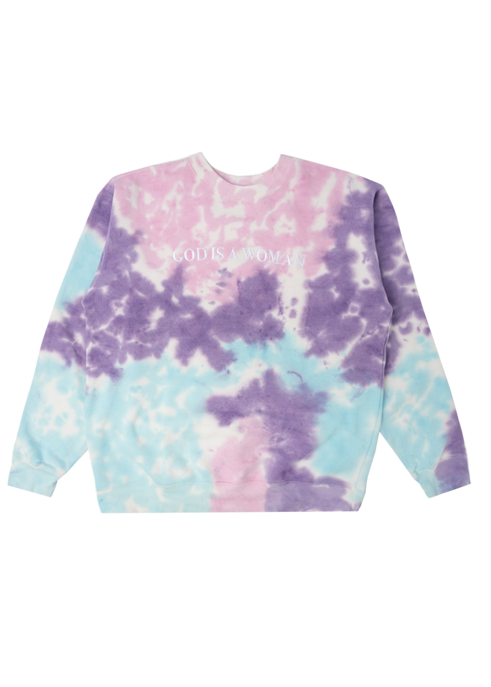 Ariana Grande god is a woman Tie-Dye Crewneck — Sweetener Era Official Merch